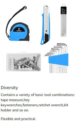 DEKO Drill Set: Tool Set with 8V Blue Cordless Drill 126 Piece Ohberri