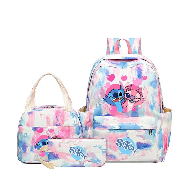 3pcs Stitch Large Capacity Backpack, Cartoon Anime Schoolbag, Kids Girl Travel Commute Knapsack With Lunch Bag And Pencil Case - Ohberri