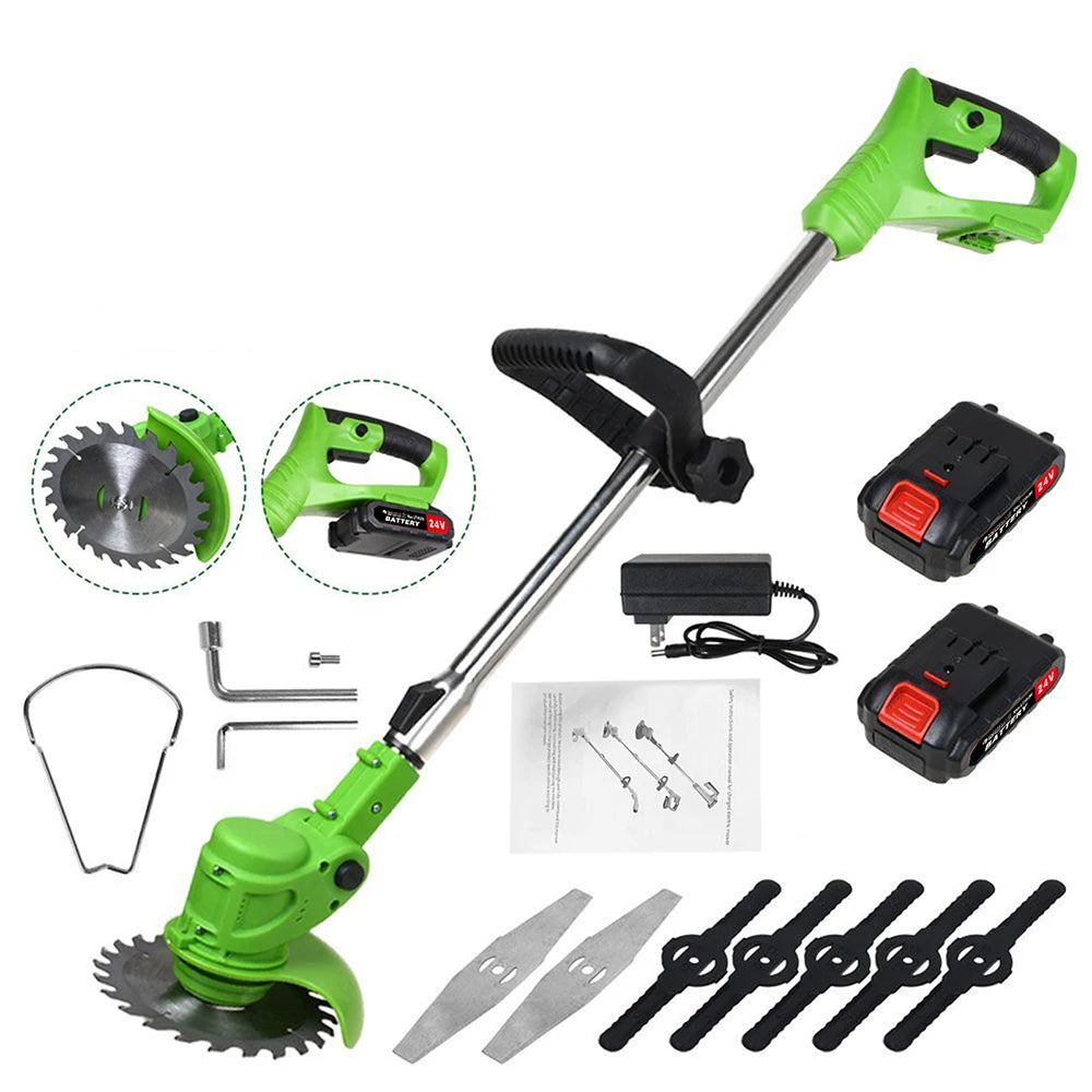 Weed Trimmer Lawn Electric Brushles 2-in-1 Cordless String Grass Trimmer Cutter Fast Charger With 2 xBattery for Yard Garden - Ohberri