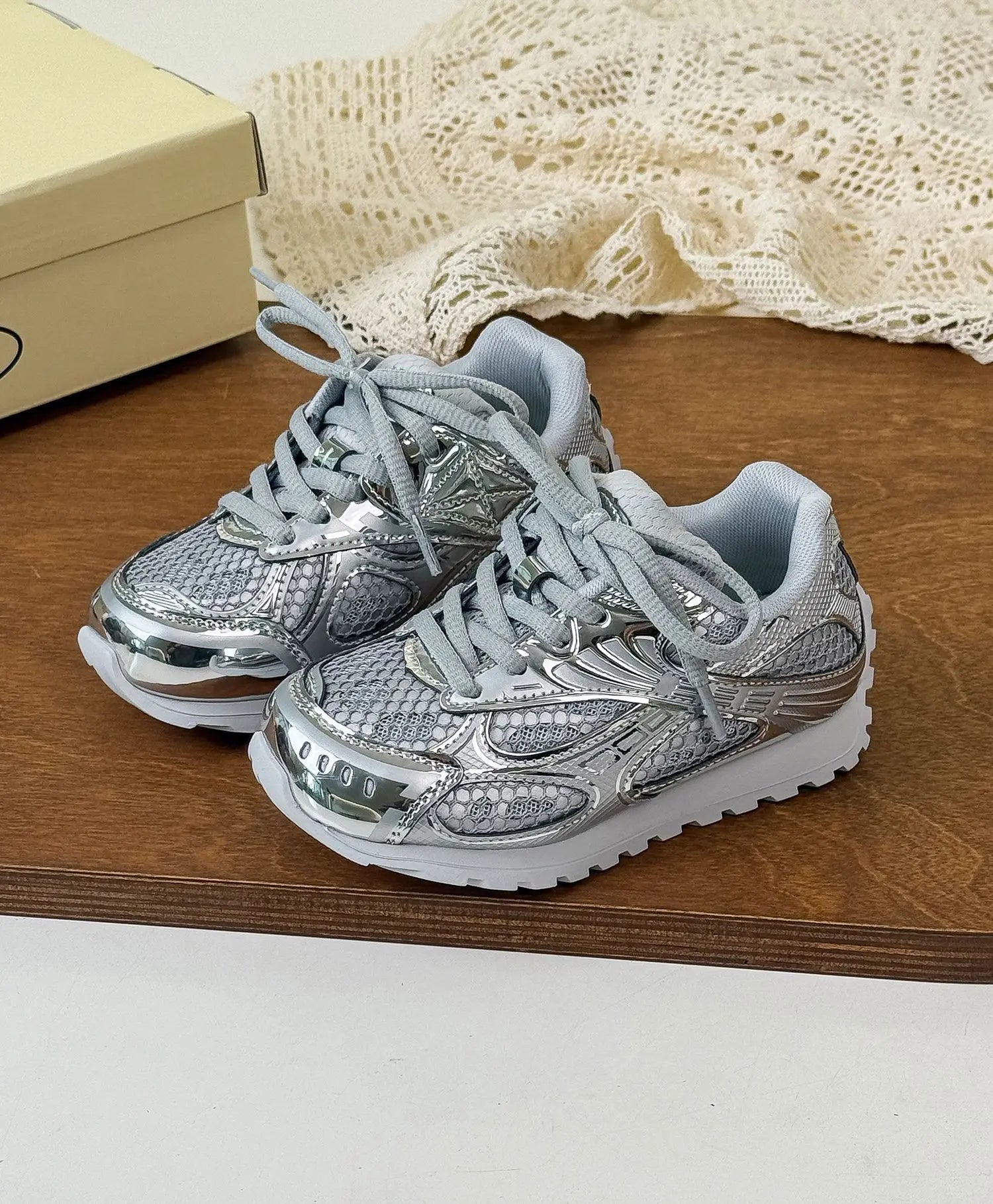 2025 Spring Toddler Kid Breathable Orbit Metallic Rubber Mesh Sneaker Children Casual Fashion Shoe Boy Girl Sports Walking Shoes Ohberri