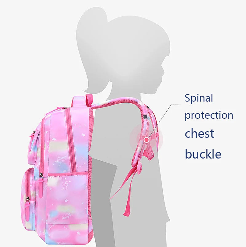 Children Girl Backpack School Bag Pink For Kid Child Teenage Schoolbag Primary Kawaii Cute Waterproof - Ohberri