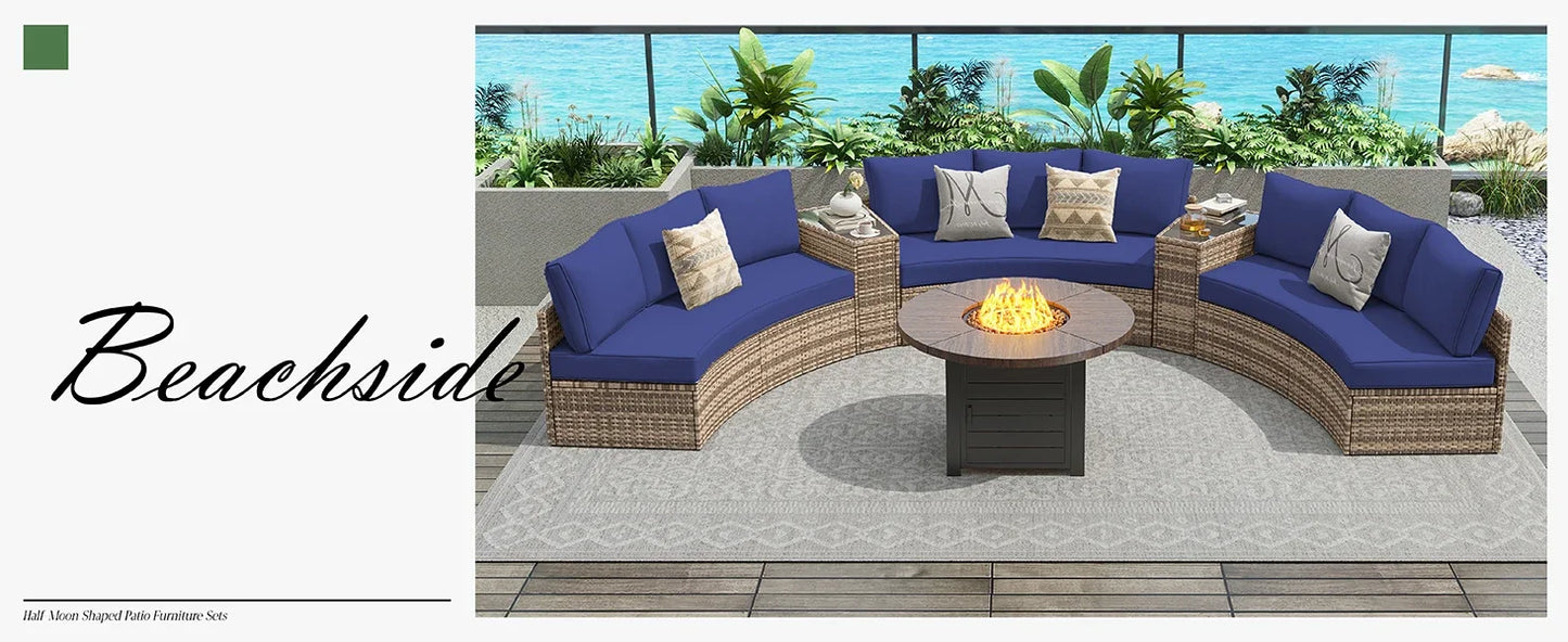 Furniture Sets, 3 Piece Half-Moon Sectional Round Sofa Set - Ohberri