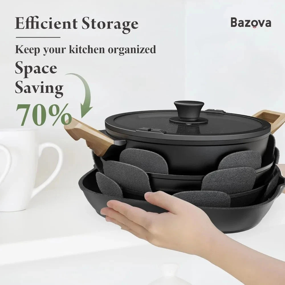 19 Pcs Pots and Pans Set Non Stick Ceramic Cookware Set with Removable Handles Ohberri