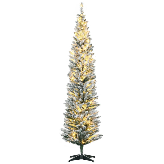 7' Prelit Artificial Christmas Tree with Warm White Led Lights, Green Ohberri