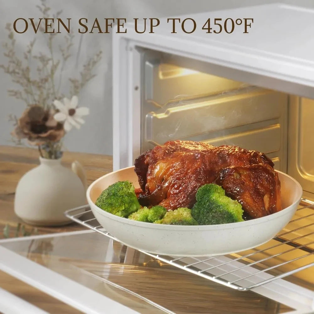 23Pcs Ceramic Cookware Set Non Stick Pots and Pans Set Non Toxic with Detachable Handle Ohberri