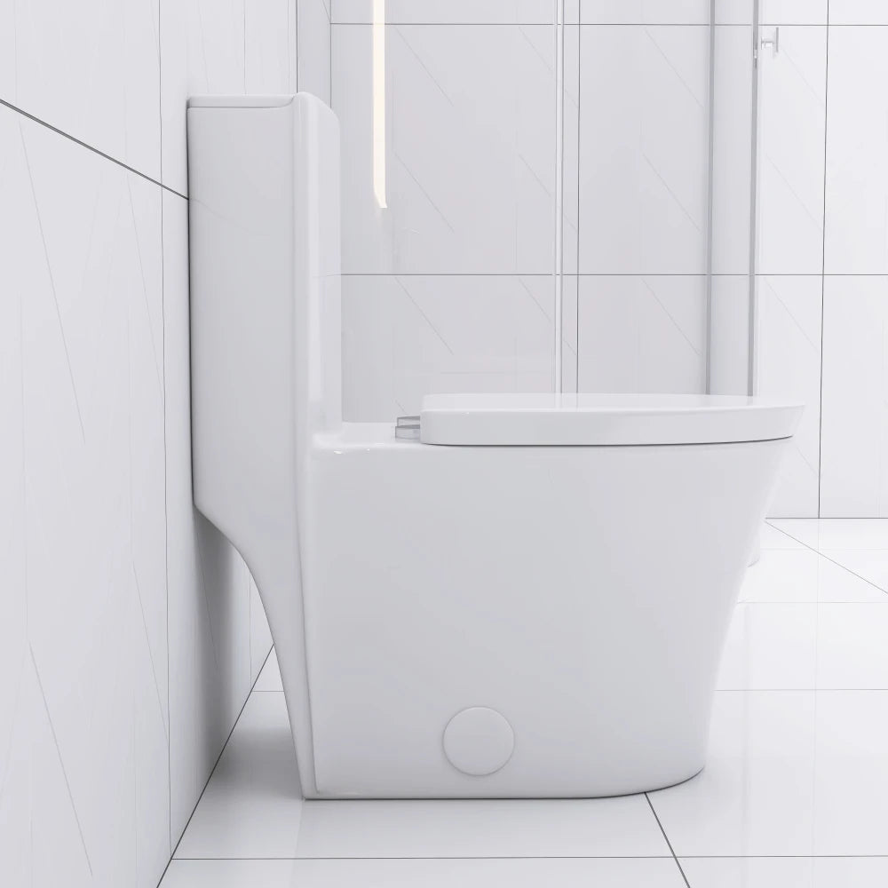 Matte Black Elongated One Piece Toilet Dual Flush 1.1/1.6 GPF Water Saving Map 1000g,Matte Black Ohberri