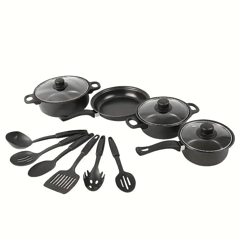 13-Piece Nonstick Cookware Set Black - Induction Ohberri