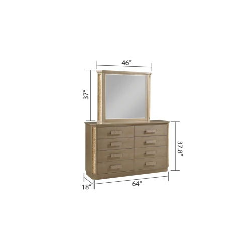 Queen 5PC Bedroom set Made with Wood in Gold - Ohberri