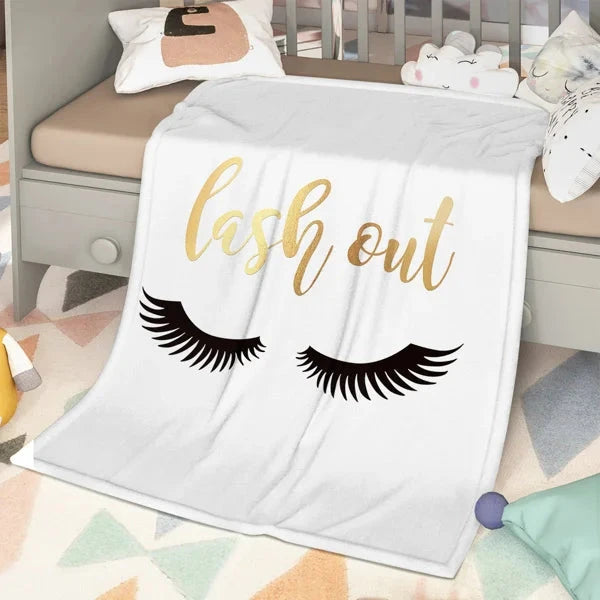 Long Eyelashes Printed Throw Blanket Plush Fluffy Ohberri