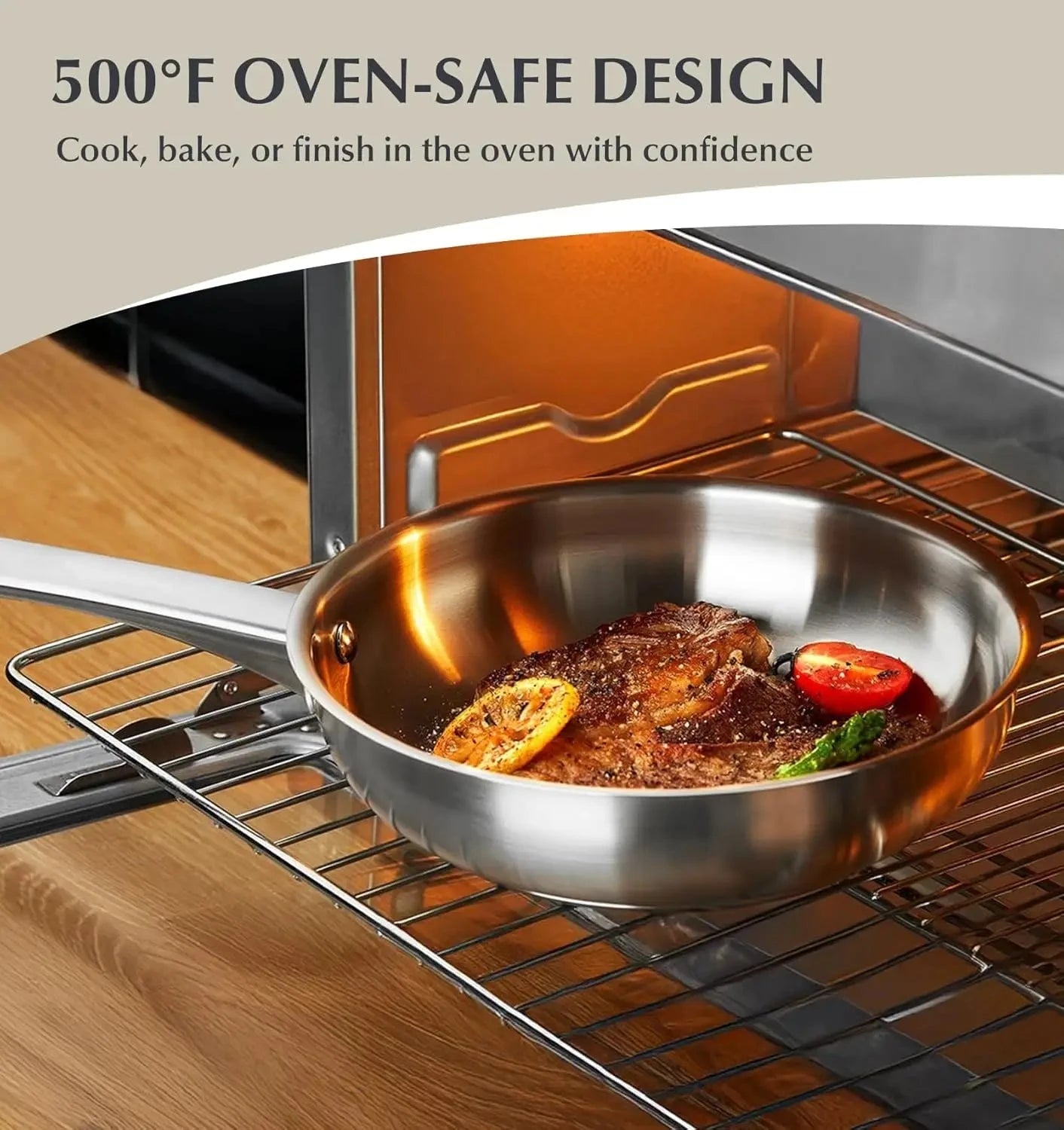 10 Piece Stainless Steel Pots and Pans Set, Induction Ready, Oven Safe to 450°F Ohberri