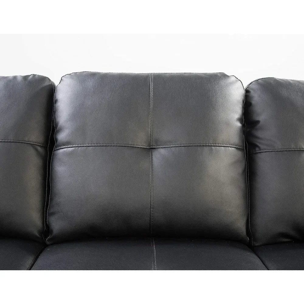 Sectional Sofa Couch, Modern 4-Seaters Living Room Furniture Sets with Chaise Lounge, Ottoman & 2 Pillows | L Shape Couch - Ohberri