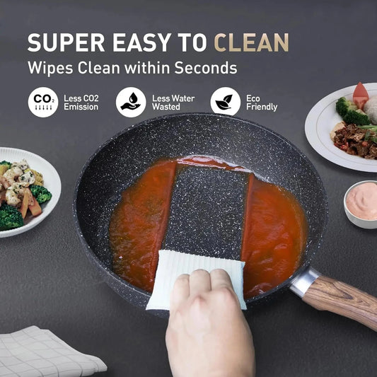 Pots and Pans Set Non Stick, 12 Piece Nonstick Kitchen Cookware Sets, Nonstick Granite Ohberri