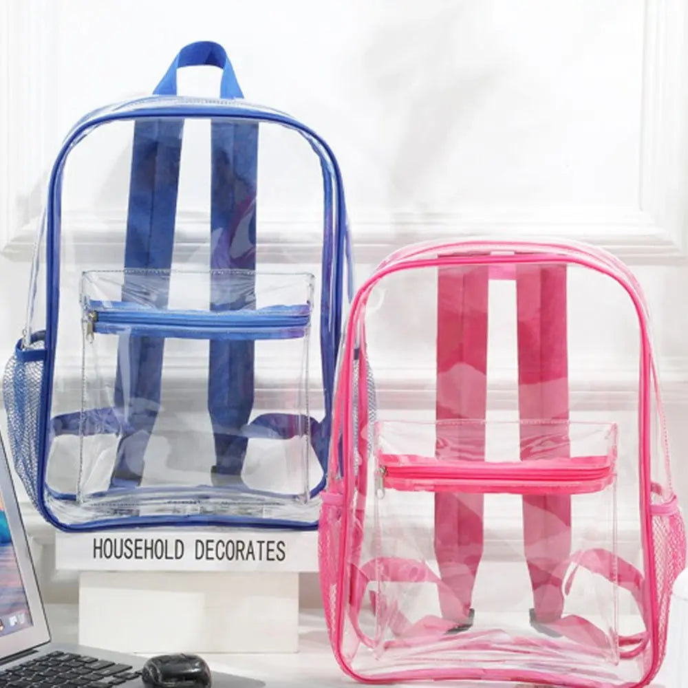 Transparent PVC Outdoor Sports Fitness Knapsack Casual Travel Visible Backpack Large Capacity Waterproof Shoulders Bag - Ohberri