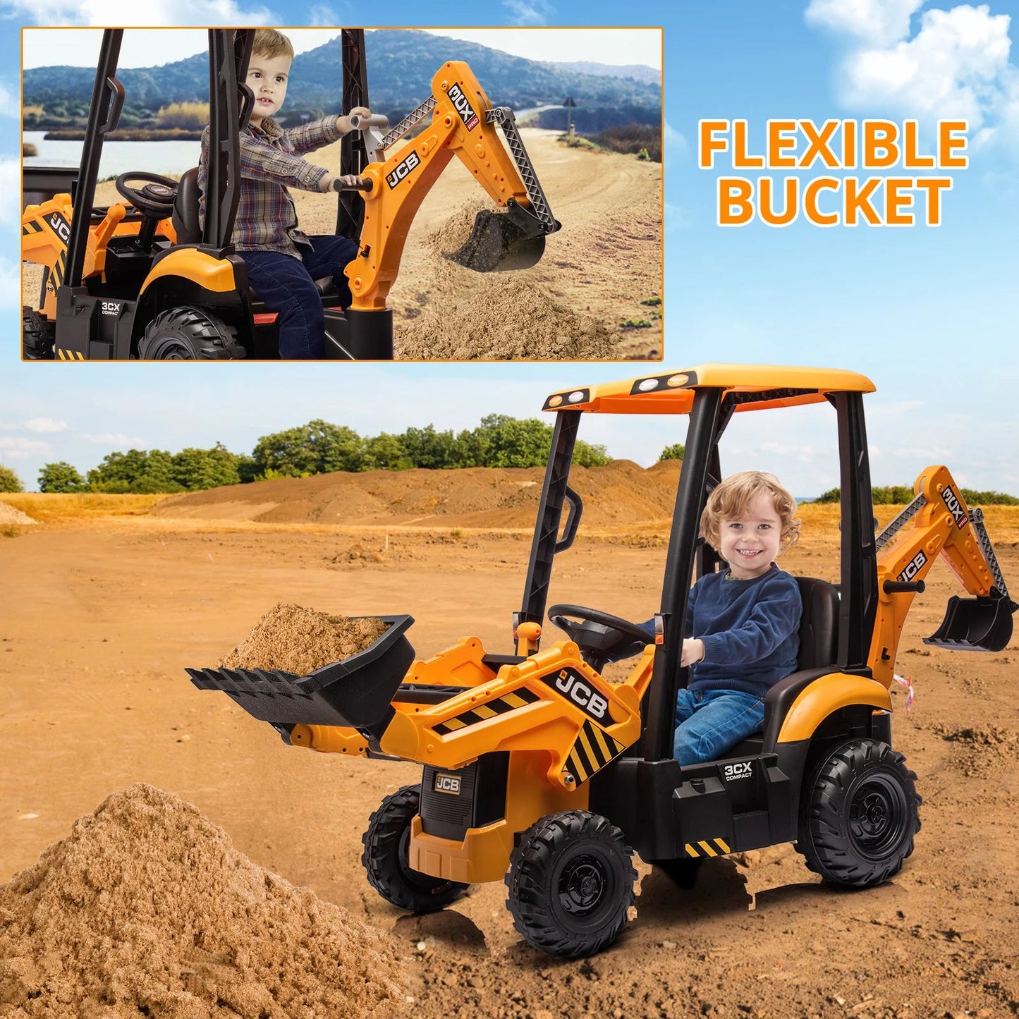 4 in 1 Ride on Excavator & Bulldozer With Remote Control Ohberri