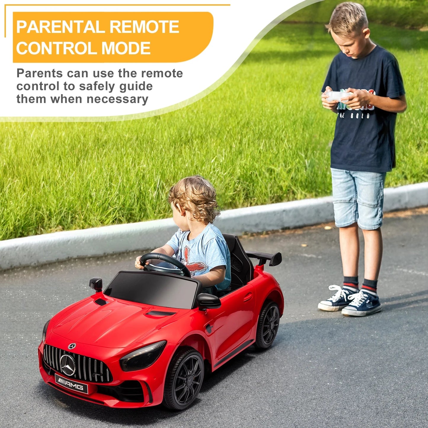 Dual Drive 12V 4.5Ah with 2.4G Remote Control Mercedes-Benz Sports Car Red Ohberri