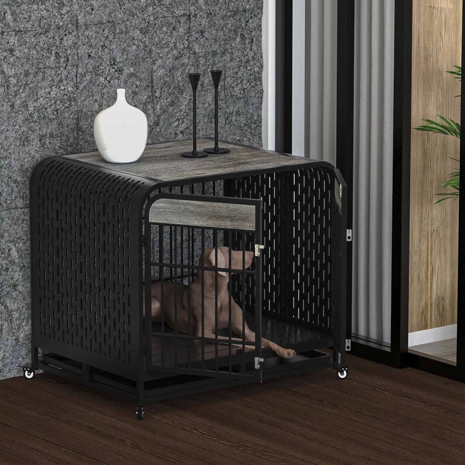 Heavy Duty Dog Crate Furniture Wooden Table 42inch Grey My Store