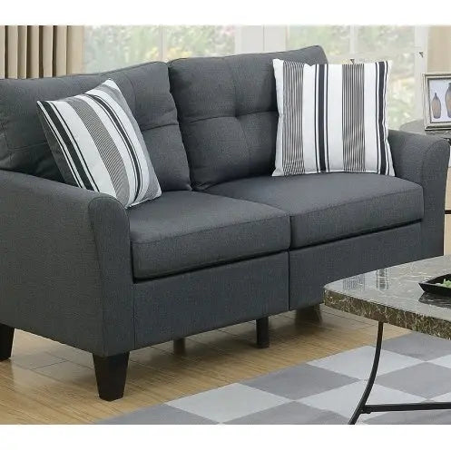 Living Room Furniture 2pc Sofa Set Sofa And Loveseat Charcoal Glossy Polyfiber Plywood Solid Pine My Store