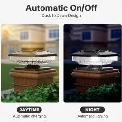 4 Pack Solar Outdoor Post Pap Lights Cold White IP65 Waterproof Inkedjoy