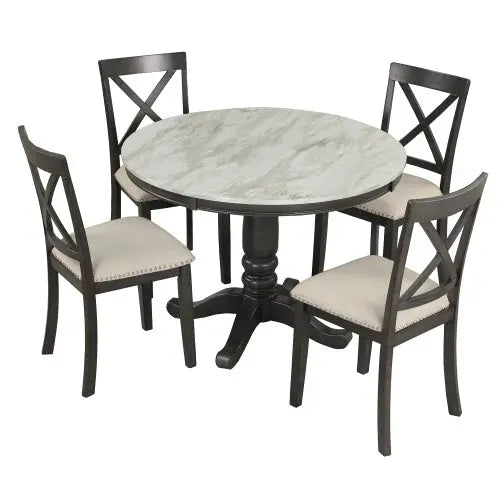 5 Pieces Dining Table And Chairs Set For 4 Persons My Store