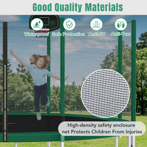 14FT Trampoline For Kids With Safety Enclosure Net, Basketball Hoop And Ladder My Store