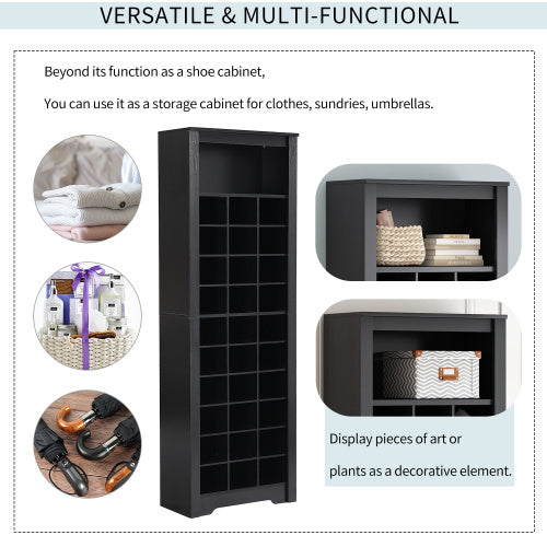Stylish Design 30 Shoe Cabinet Console, Modern Black Inkedjoy