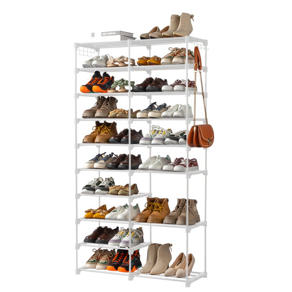 Double Row 10 Layer Non-woven Shoe Rack Inkedjoy