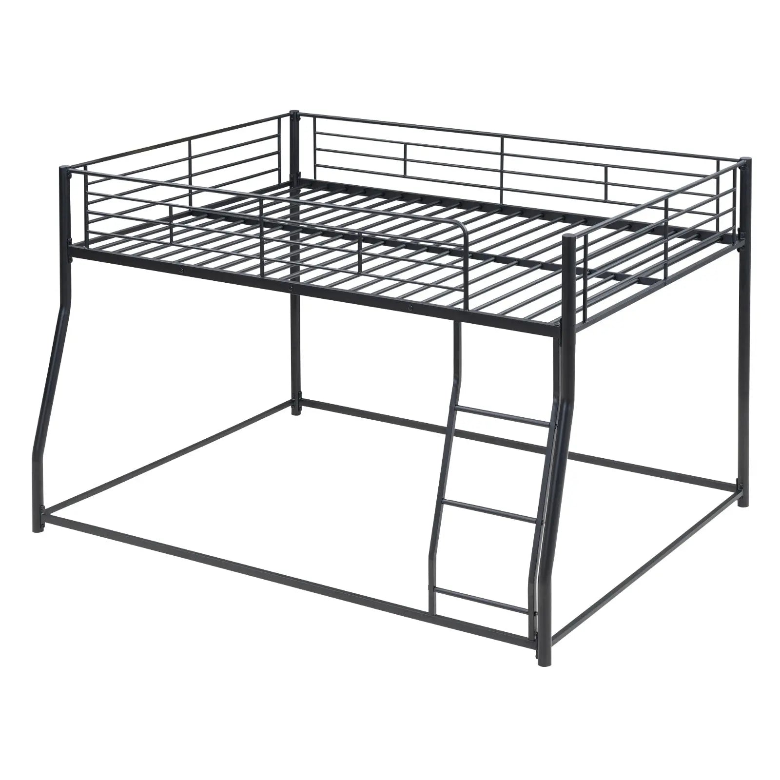 Metal Floor Bunk Bed, Full XL Over Queen, Black My Store