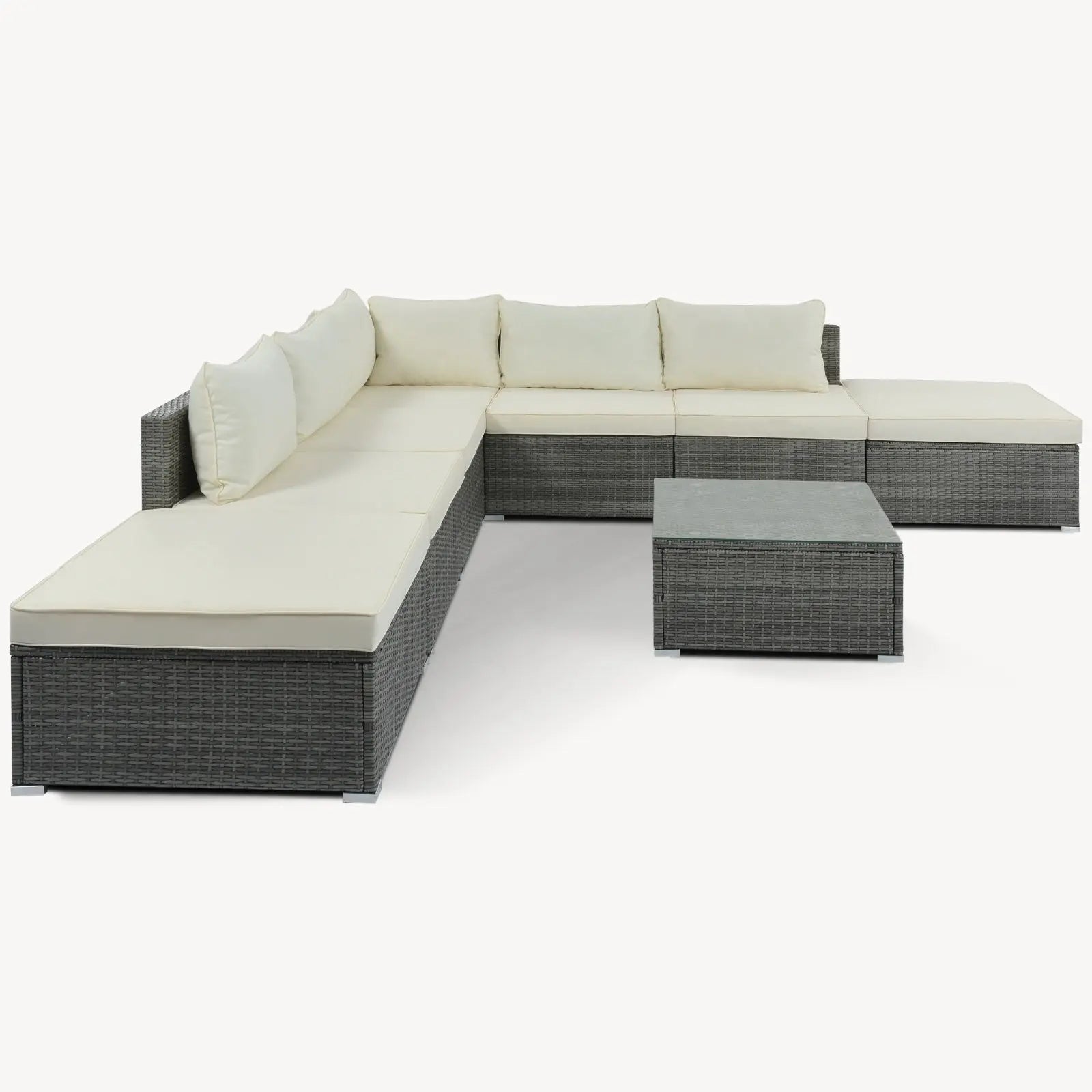 8-Pc Outdoor Patio Furniture Set, Garden Wicker Sofa, Single Sofa Combinable My Store