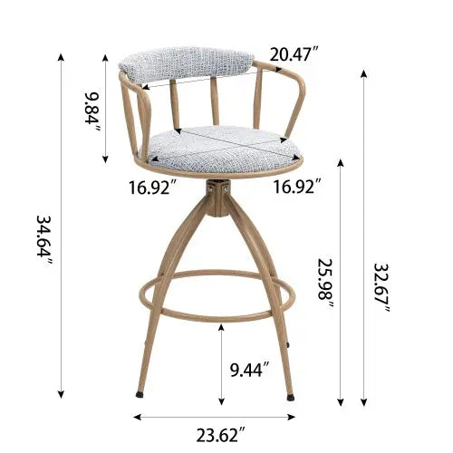 26 Swivel Counter Height Bar Stool, Set Of 2- Fabric Seat With Metal Frame, Modern Industrial Design Bar Chairs For Kitchen Island, Dining Room, Home Bar, Counter Seat My Store