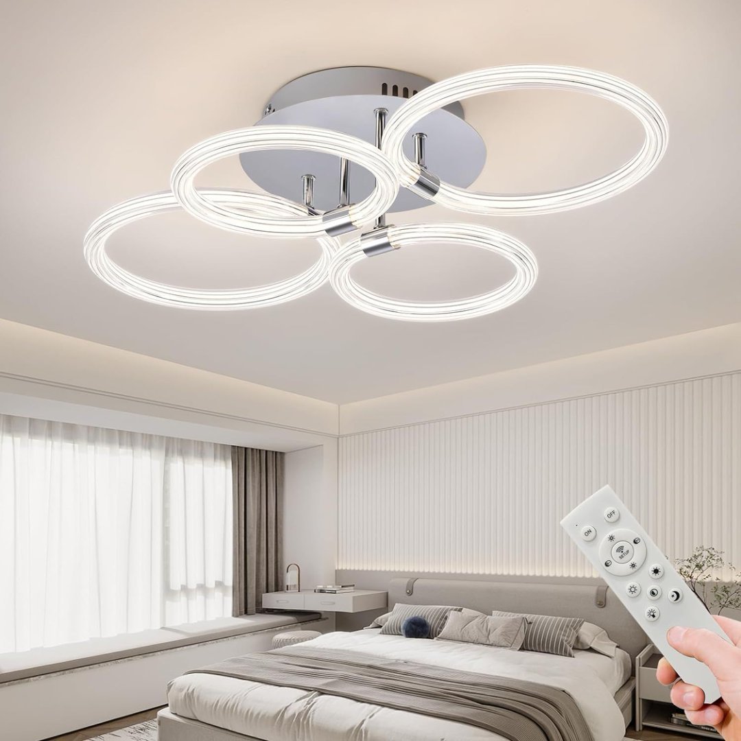 Modern LED Ceiling Light, Flush Mount Ceiling Light With Dimmable Remote Control, 6Rings Acrylic My Store