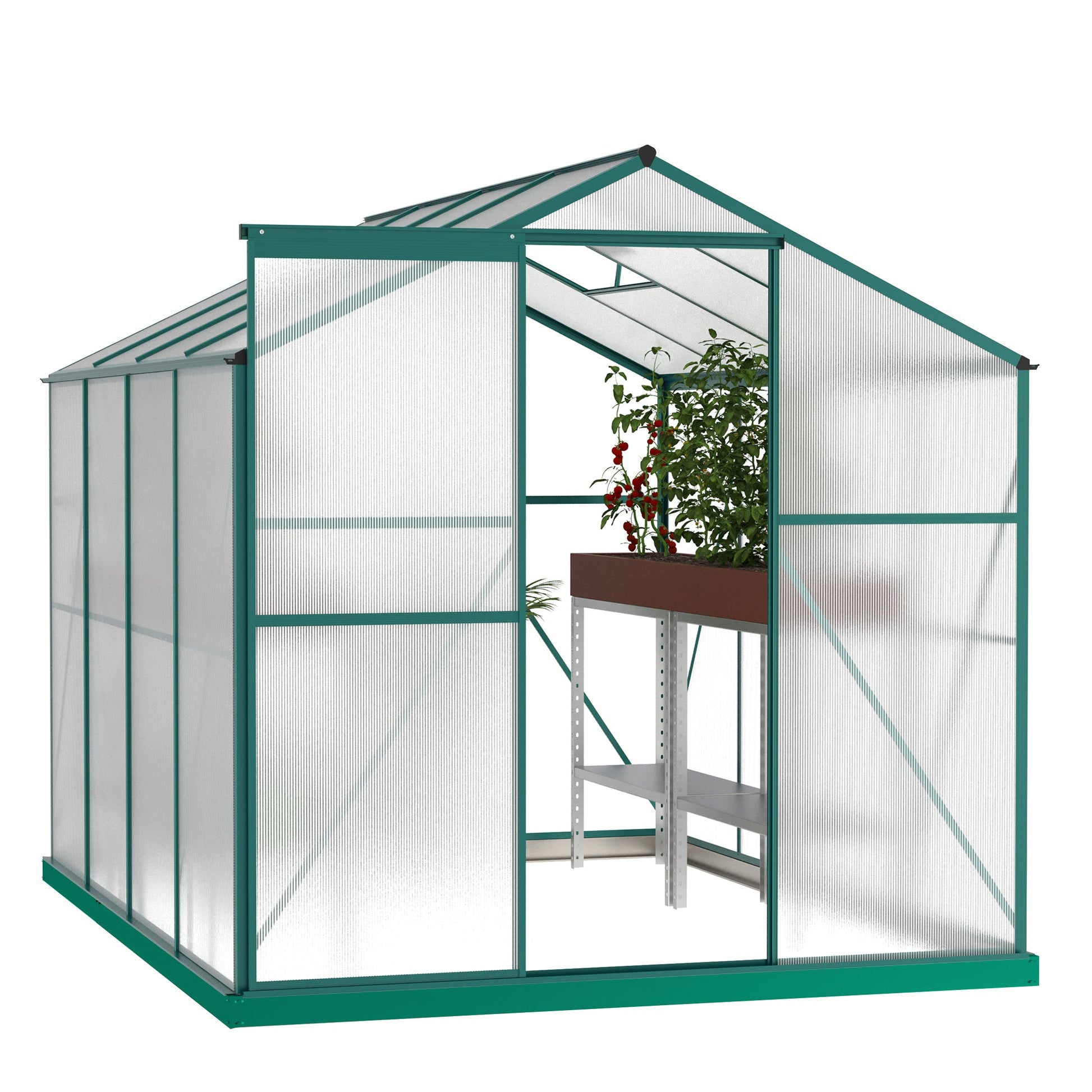 Polycarbonate Greenhouse,6'x 8' Heavy Duty Walk-in Plant Garden Greenhouse Inkedjoy
