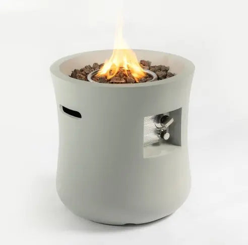 Outdoor Propane Fire Pit Table,Compact Streamlined Modern 20-inch,Round Graphite Base With Waterproof Cover,Free Lava Rocks My Store