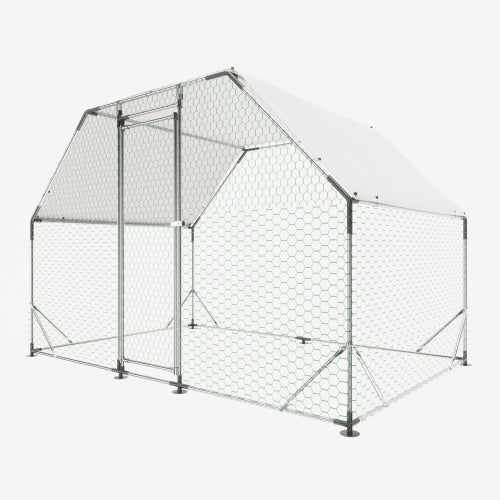 Metal Large Chicken Coop Walk-in Poultry Cage Run Flat Shaped With Waterproof Cover My Store
