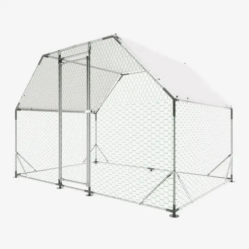 Metal Large Chicken Coop Walk-in Poultry Cage Run Flat Shaped With Waterproof Cover My Store