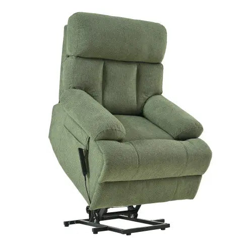 Over sized Power Lift Recliner Chair With Remote Control,Side Pocket -Dark Green My Store