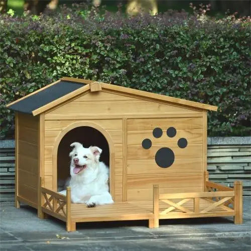 48 Wooden Dog House Outdoor With Porch My Store