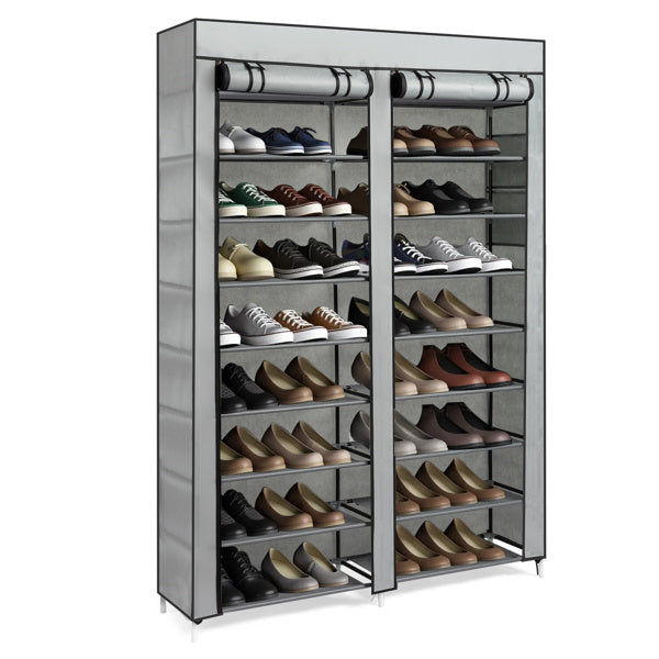 Double Row 10-ply Non-woven Shoe Cabinet,Grey Inkedjoy