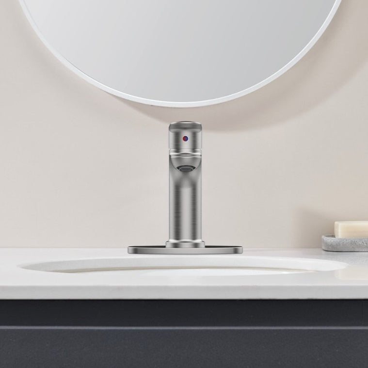 Brushed Nickel Single Handle Bathroom Faucet With Deck My Store