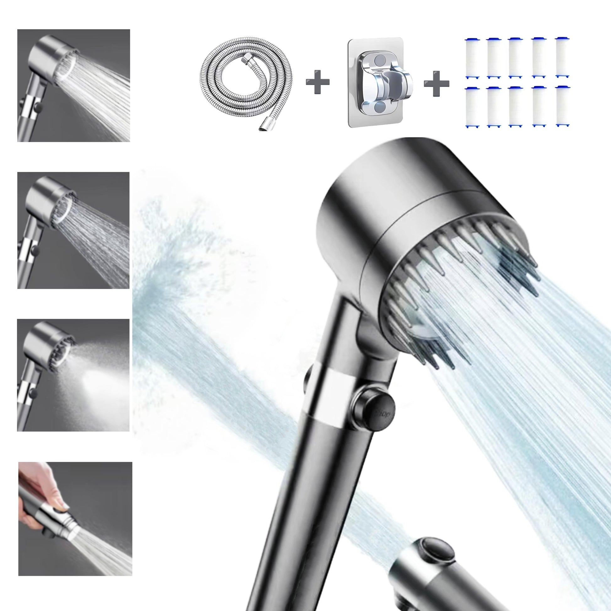 Shower Head Set With Massage Heads, Multiple Filters And Mode-Switching Function For Various Watering Modes Inkedjoy