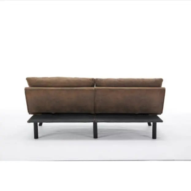 Leatehr Feeling Brown Convertible Folding Modern Sofa Bed My Store
