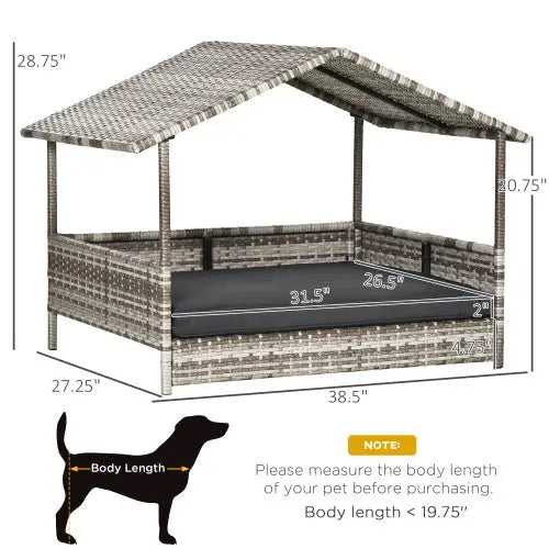 The Rattan Dog House Outdoor With Canopy Is Suitable For Small And Medium-sized Dogs My Store