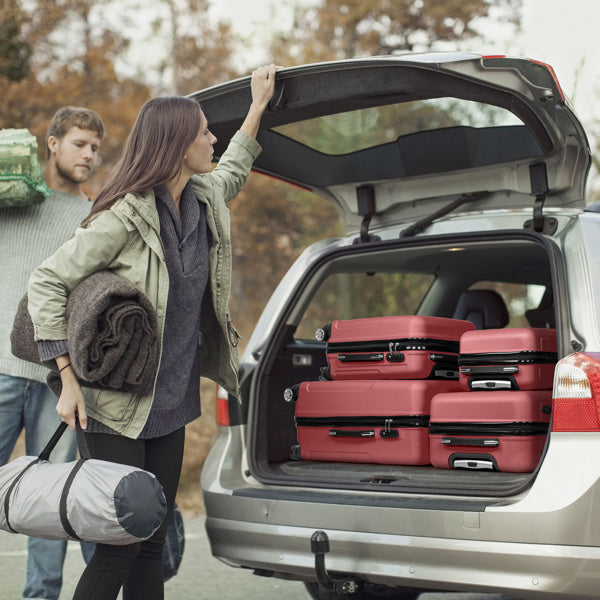 Curved Vertical Stripe 4-in-1 Trolley Case 16in 20in 24in 28in ABS Aluminum Alloy Tie Rod Inkedjoy