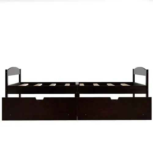 Twin Size Platform Bed, With Two Drawers, Espresso My Store