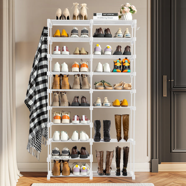 Double Row 10 Layer Non-woven Shoe Rack Inkedjoy