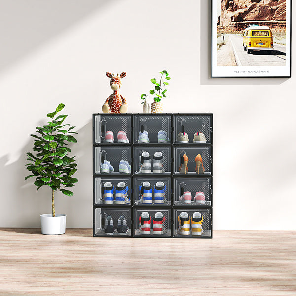 Black Medium 12PCS Shoe Box Plastic Mesh Inkedjoy