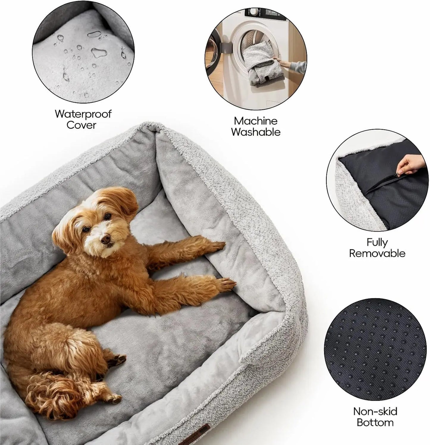 MEWOOFUN Medium Dog Bed - Washable Bed With Warming & Calming Features My Store