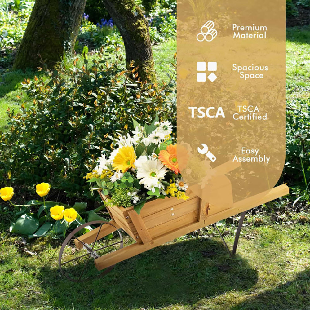 Wooden Wagon Planter With 9 Magnetic Accessories For Garden Yard My Store
