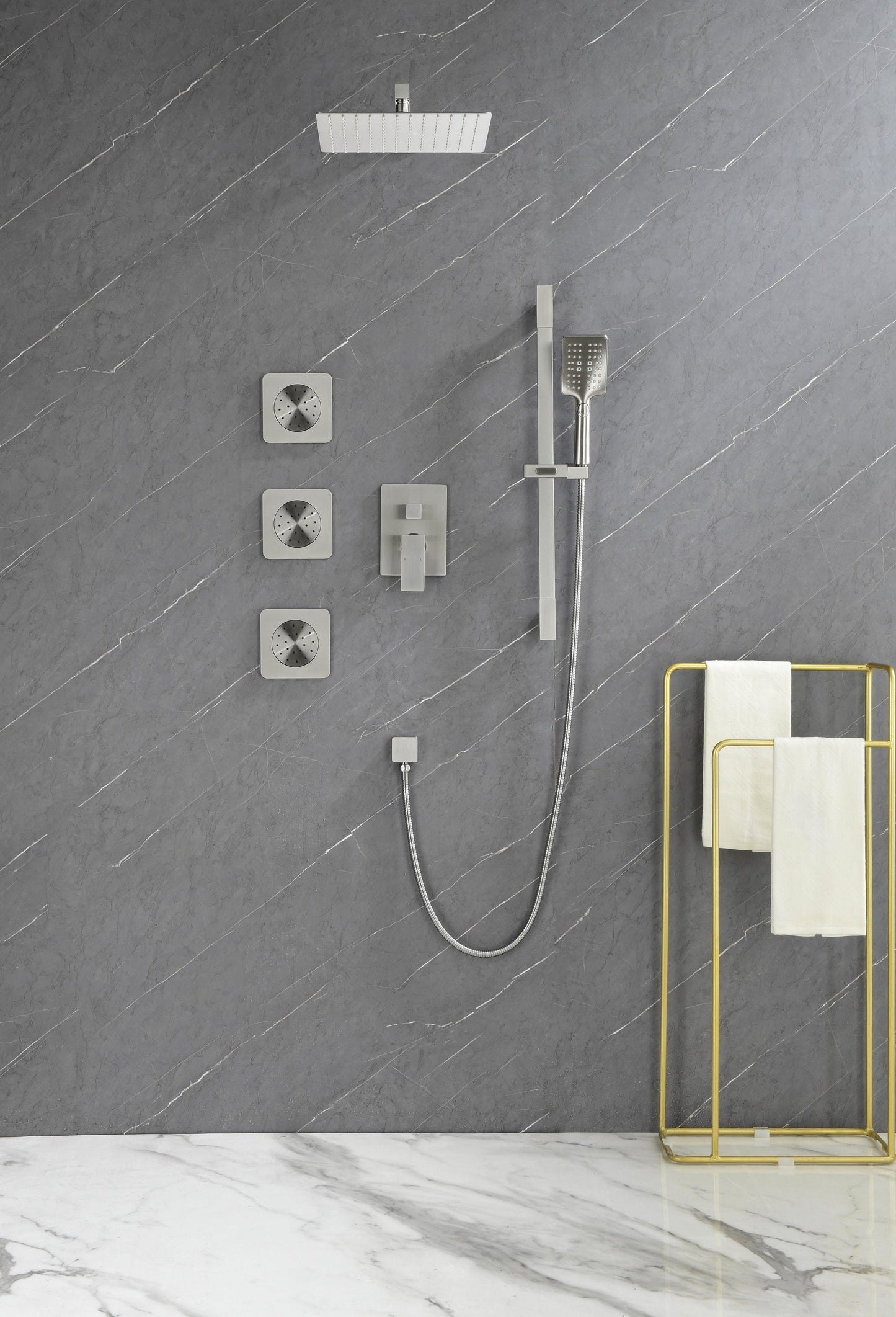 Shower System With Hand Held, Slide Bar, Sprayer Inkedjoy