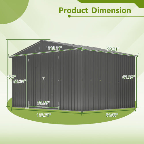 10X8 FT Outdoor Storage Shed- Black Inkedjoy