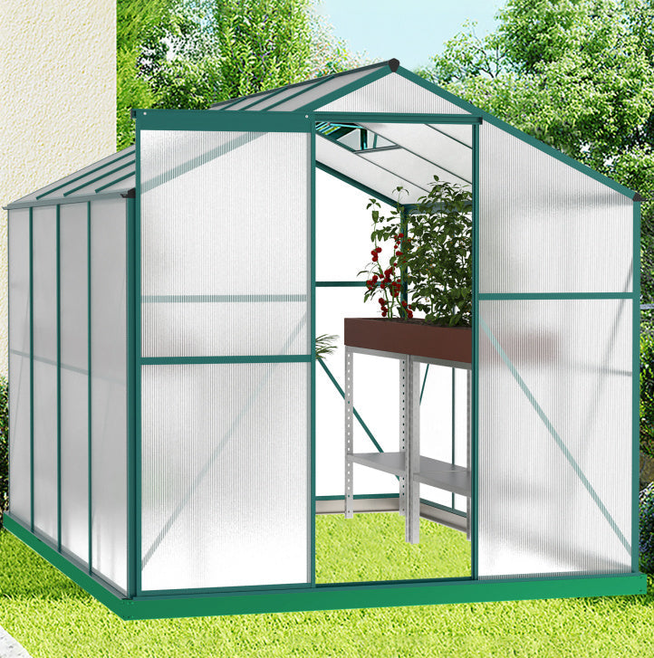 Polycarbonate Greenhouse,6'x 8' Heavy Duty Walk-in Plant Garden Greenhouse Inkedjoy
